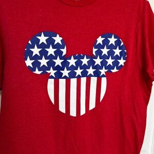 Disney Mickey‎ Mouse Patriotic USA Flag Graphic T-Shirt Women's Small